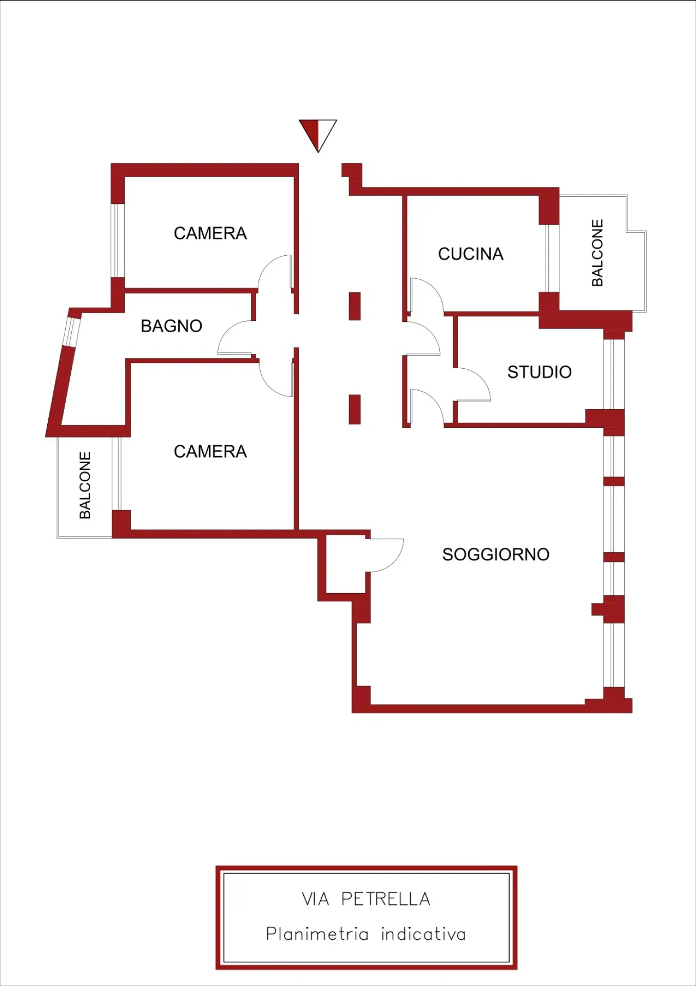 Planimetria 1: Ampio quadrilocale con due balconi e portineria full time